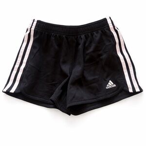 adidas Black Women's Athletic Shorts with Light Pink Side Stripes